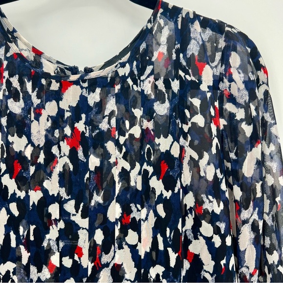 New Club Monaco Delaynee Printed Pintuck Silk Short Mini Dress Sheer Size 8 - Picture 12 of 12